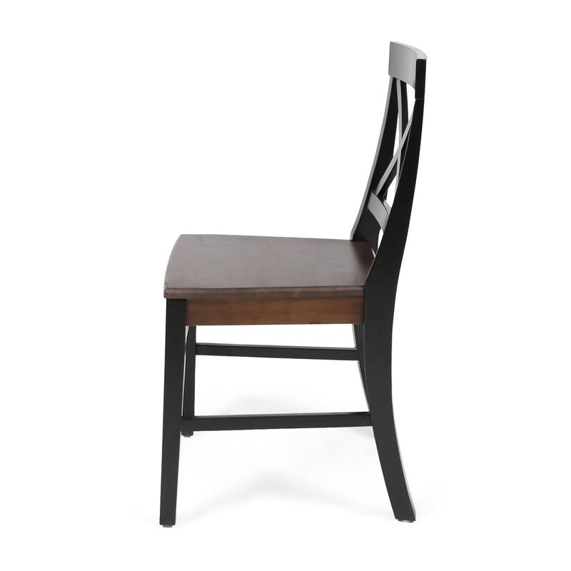 Country Set of 2 Dining Chairs with X-shaped Back, Solid Wood Frame for Dining Room Living Room Balcony and Patio