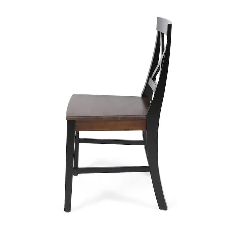 Mid-Century Modern Acacia Wood Dining Chairs Black (Set of 2)
