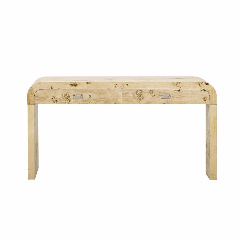 Modern Entryway Table with Burl Wood Veneer