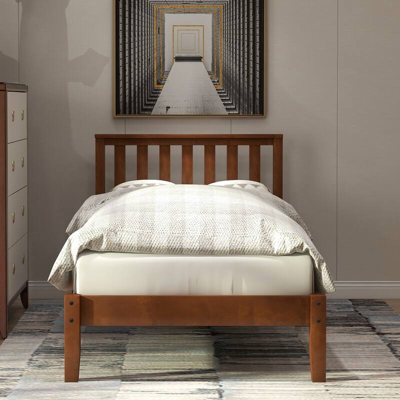 Durable Twin Wood Platform Bed Frame with No Box Spring Needed