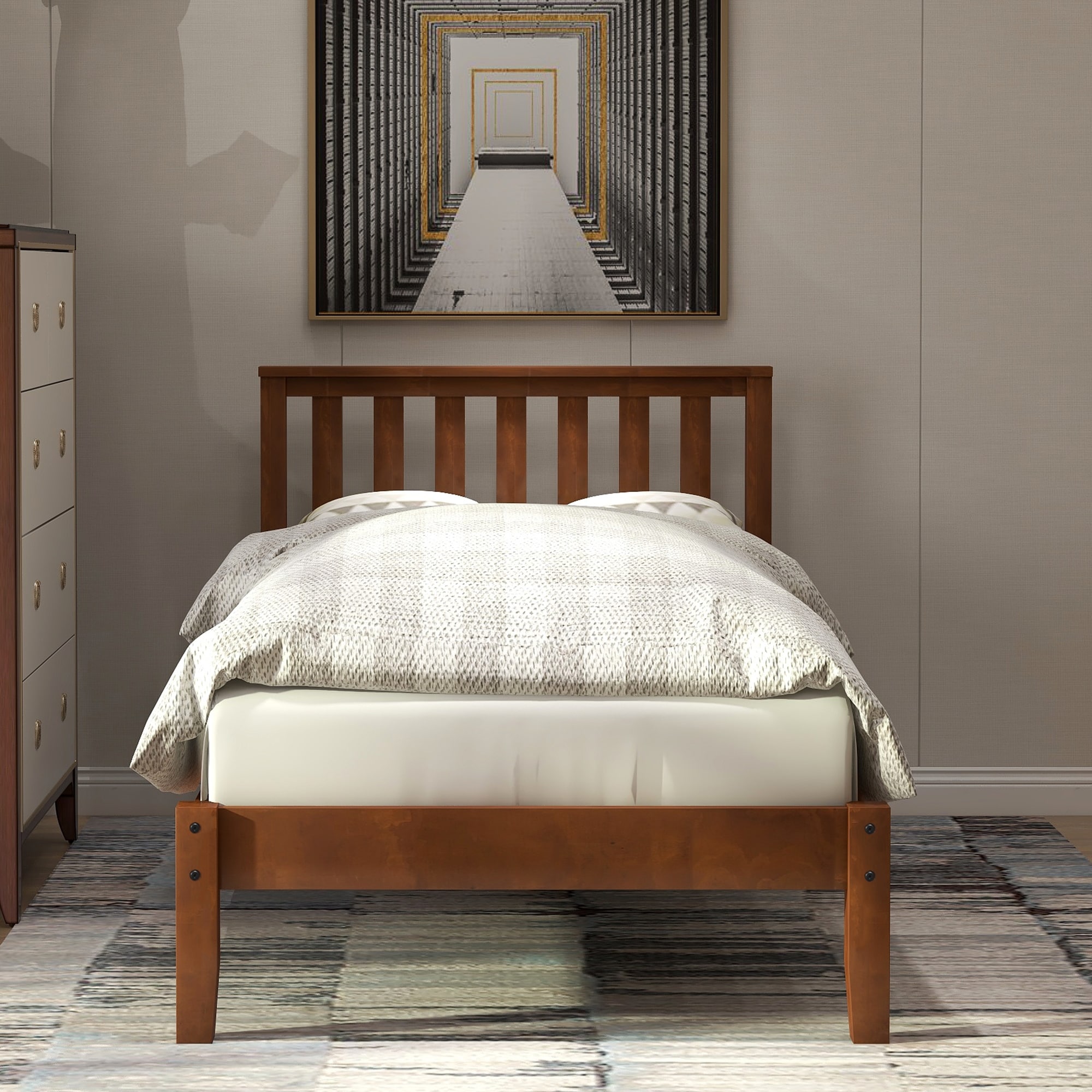 Zinus vivek 37 inch solid on sale wood platform bed with headboard