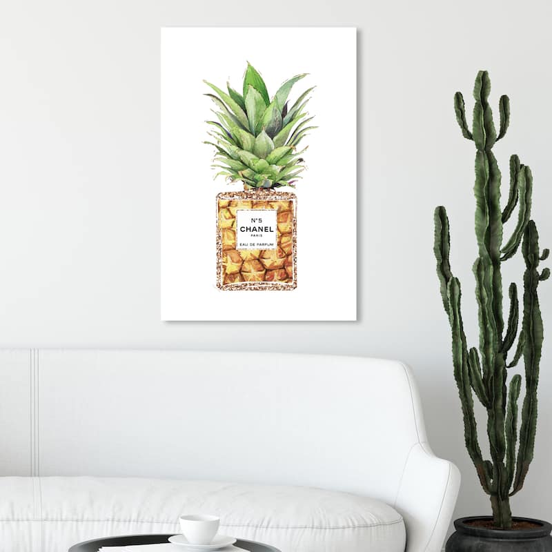 Wynwood Studio 'Pineapple Parfum' Fashion and Glam Wall Art Canvas Print Perfumes - Green, Yellow - 20 x 30