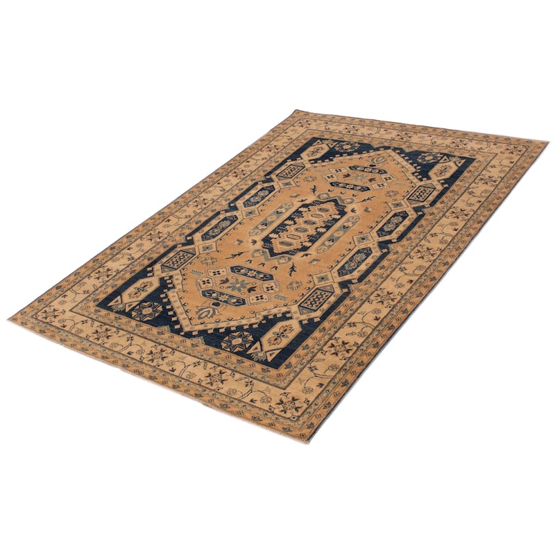 ECARPETGALLERY Hand-knotted Finest Ghazni Tan Wool Rug - 6'0 x 8'7