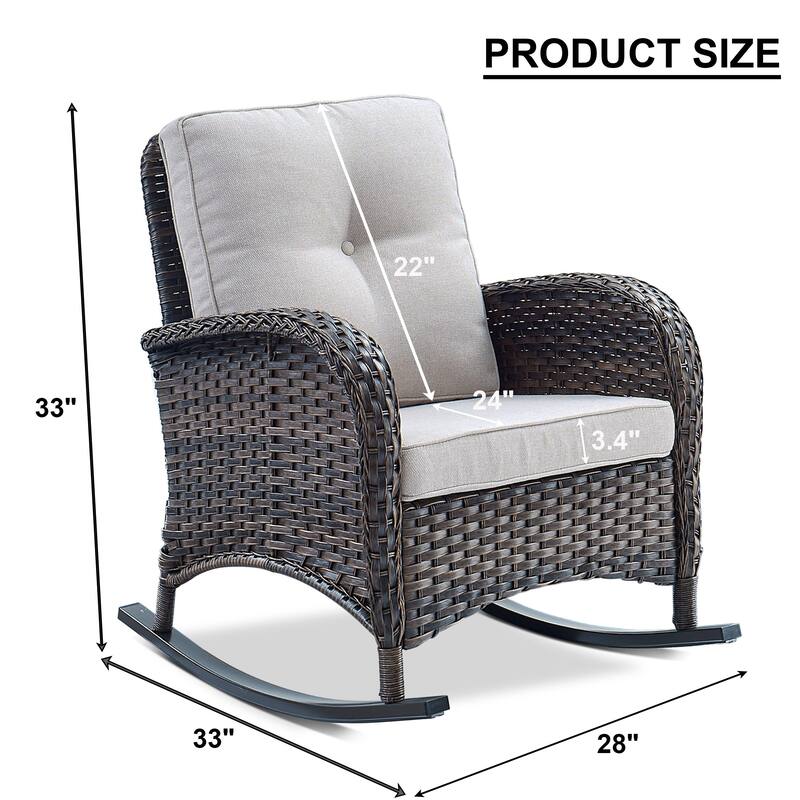 High Back Rocking Chair Outdoor with Cushion