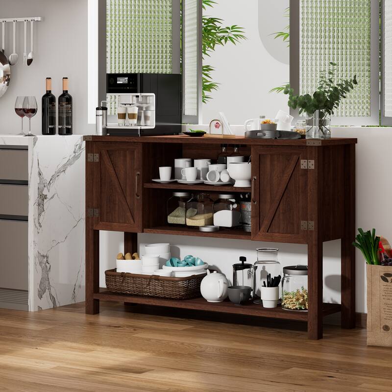 Gymax Buffet Sideboard Storage Cupboard Console Table w/ Open Shelf & - See Details