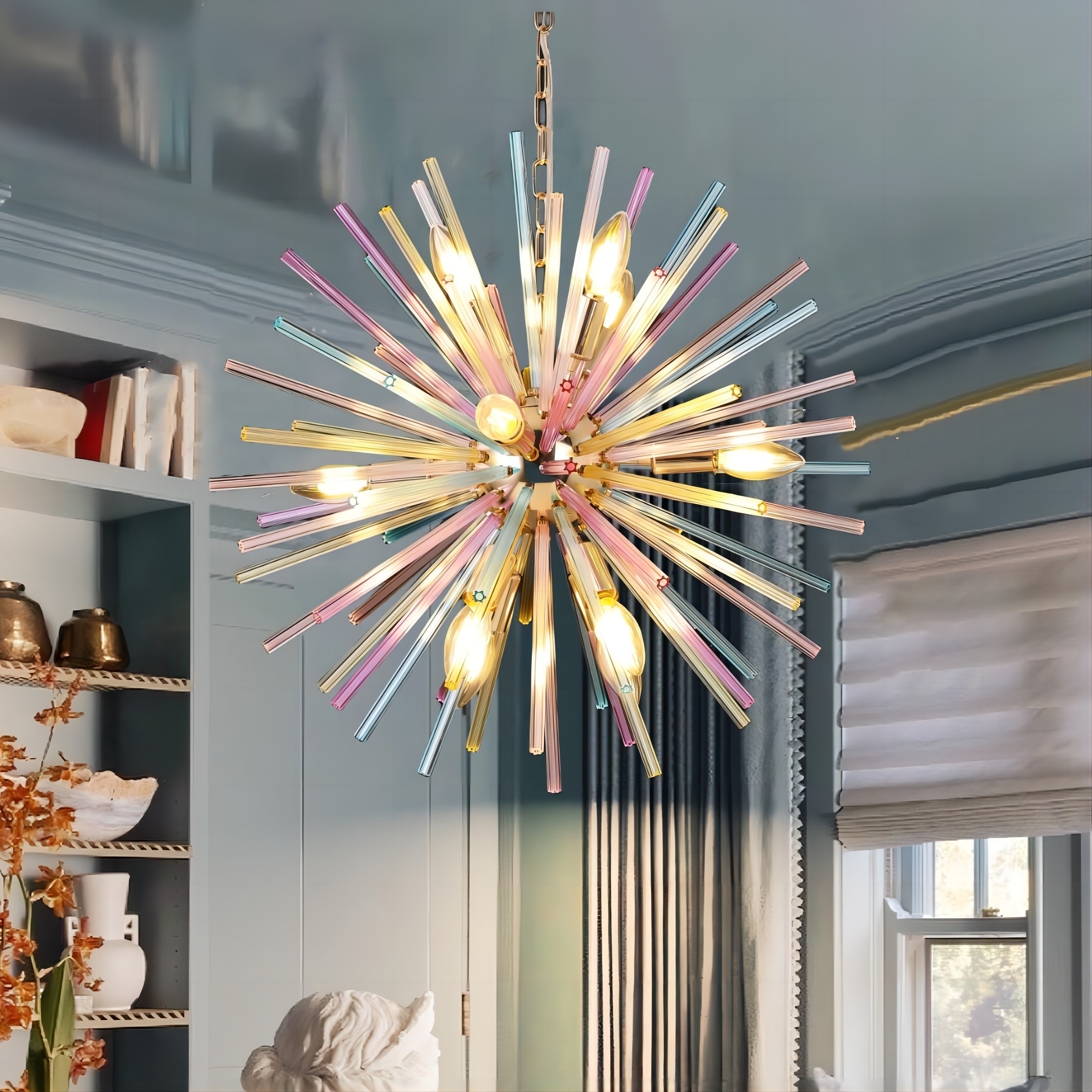 12-Light Modern Creative Sputnik Starburst Pendant Rainbow