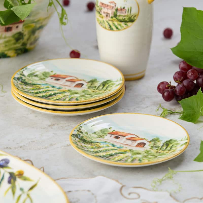 Certified International Tuscany 6" Canape/Luncheon Plates,Set of 4 - 6'' W x 6'' D x 0.75'' H