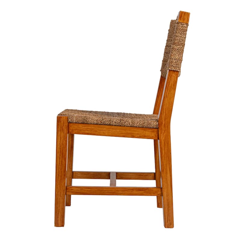 Willowbrook Solid Wood and Natural Woven Seagrass Rope Dining Chair (Set of 2)