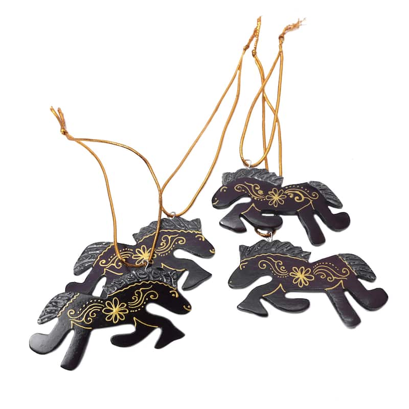 Novica Handmade Little Horses Wood Ornaments (Set Of 4)