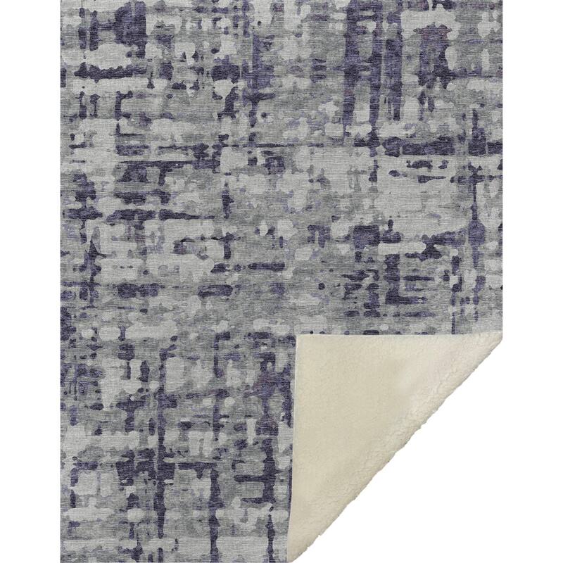 Premium Machine Washable ASB76 Abstract Contemporary Sherpa Throw Blanket