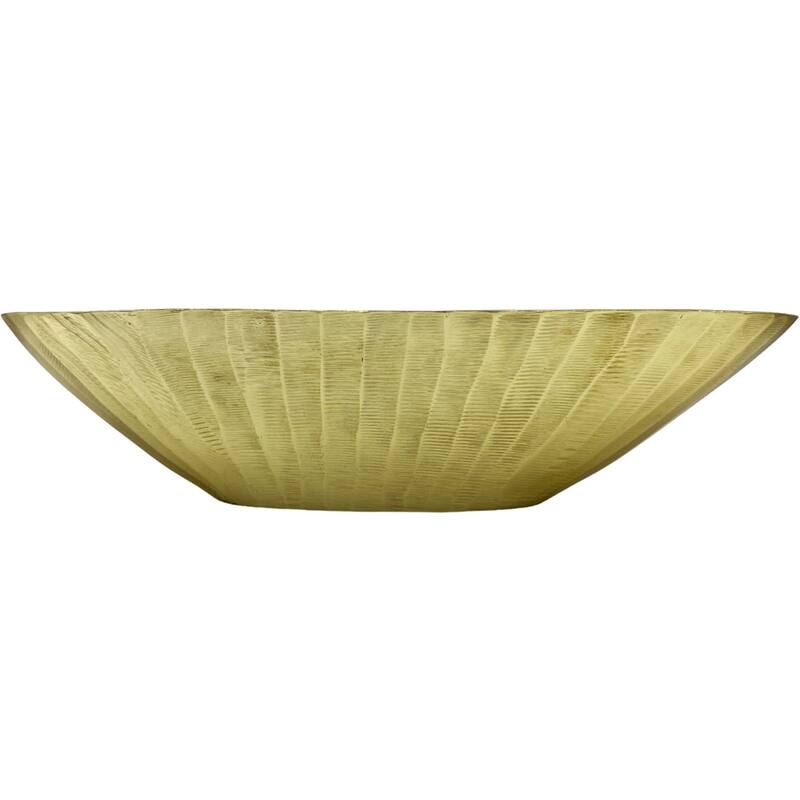 16 Inch Wide Decorative Handmade Aluminum Modern Oval Bowl - 16 x 5 x 4 in - Gold