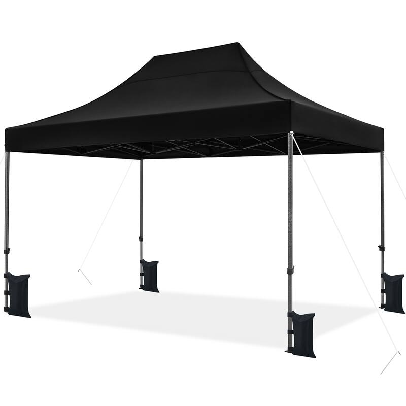 Yaheetech 10x15ft Pop Up Canopy Tent with Metal Frame for Outdoor - Black