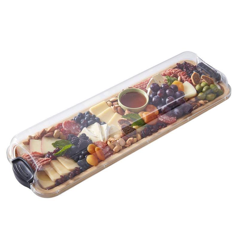 Farberware Build-a-Board Charcuterie Board with Lid, 7x22 Inch, Bamboo-Black