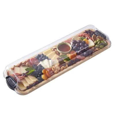 Farberware Build-a-Board Charcuterie Board with Lid, 7x22 Inch, Bamboo-Black