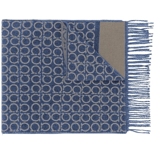 Salvatore Ferragamo Mens Bluet Taupe Gancinii Scarf. Opens flyout.