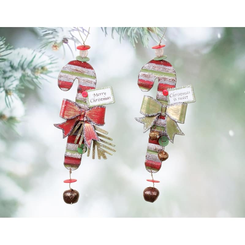 Christmas Candy Cane Ornament, Set of 2