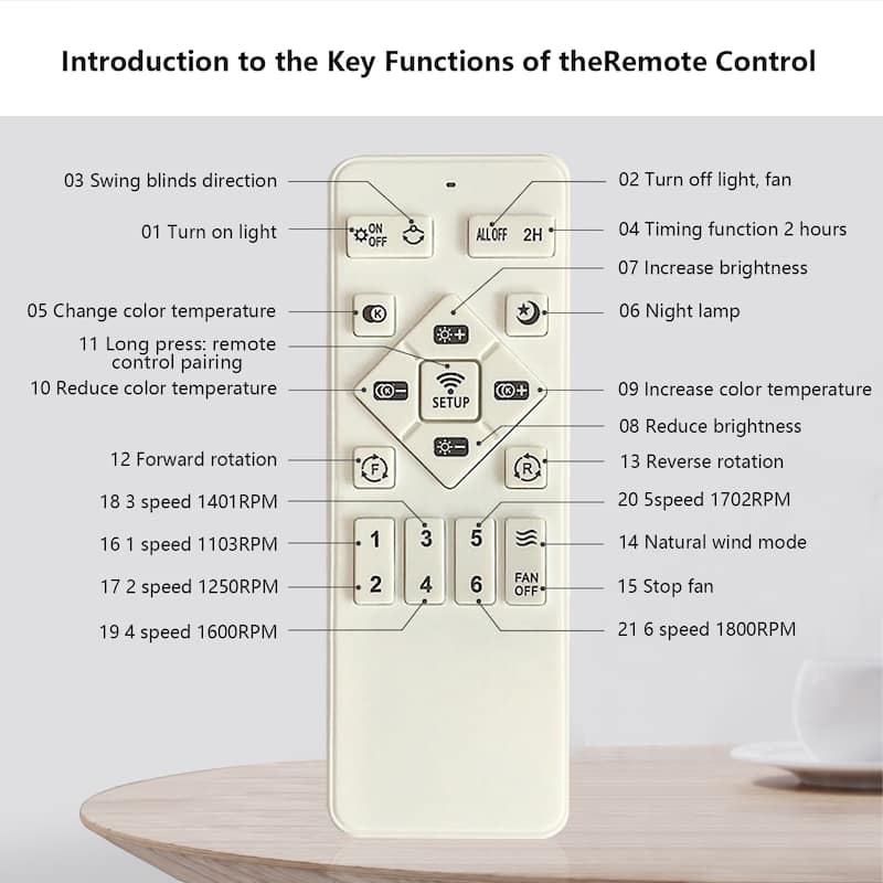 20" LED Bladeless Ceiling Fan Light with Remote Control, Ceiling Lamp with Air Circulation and Adjustable Brightness