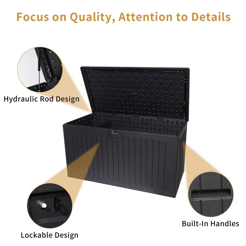 230 Gallon Resin Outdoor Deck Box Waterproof, Extra Large Patio Storage Box with Lockable Storage Containers