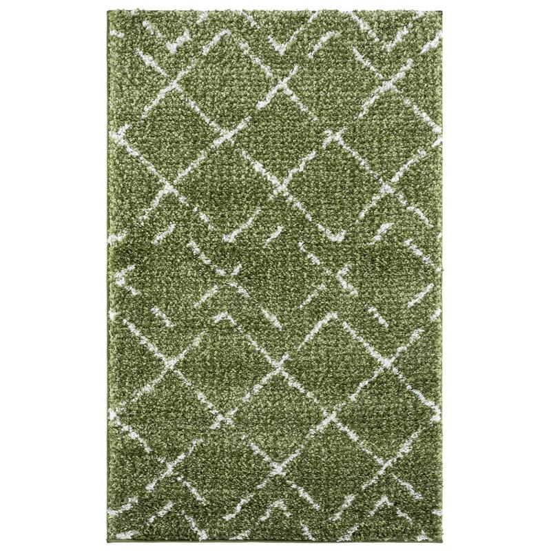 SAFAVIEH Arizona Shag Ghinwa 1.2-inch Thick Rug - 3'2" x 5' - Green/Ivory