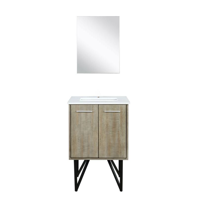 Lancy Rustic Acacia Bath Vanity, Cultured Marble Top and Mirror - 24 - Rustic Acacia