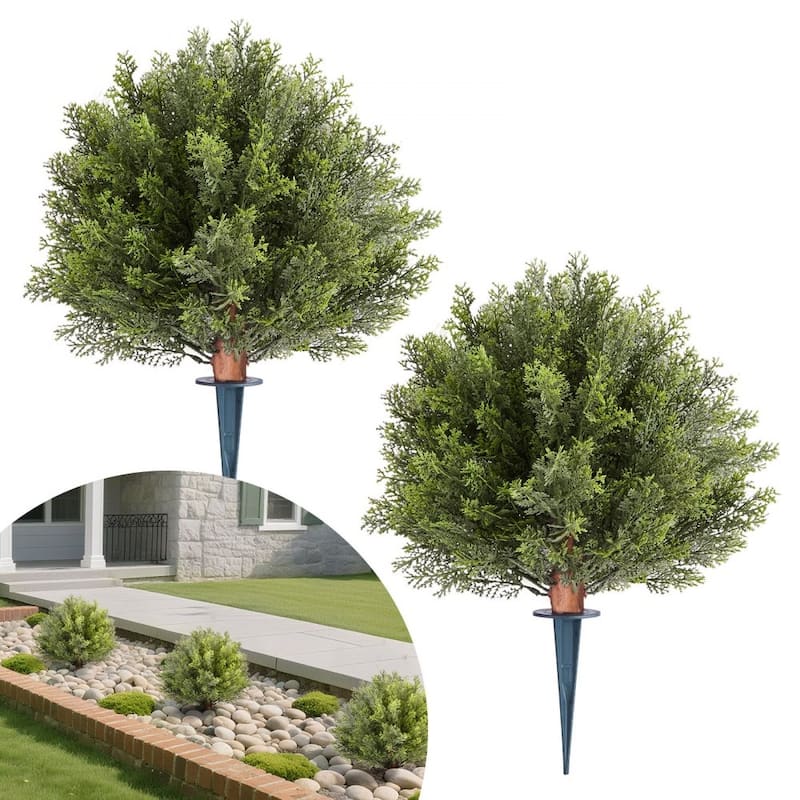 Set of 2 16-Inch Artificial Topiary Trees Eucalyptus & Stainless Steel Trunk, Lifelike PE Foliage - 11.8 x 11.8 x 16 in
