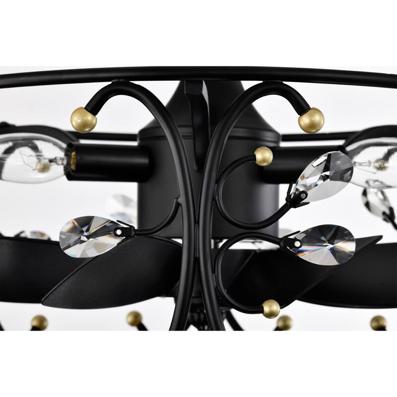 Matte Black and Gold 16 Inch Crystal Fandelier