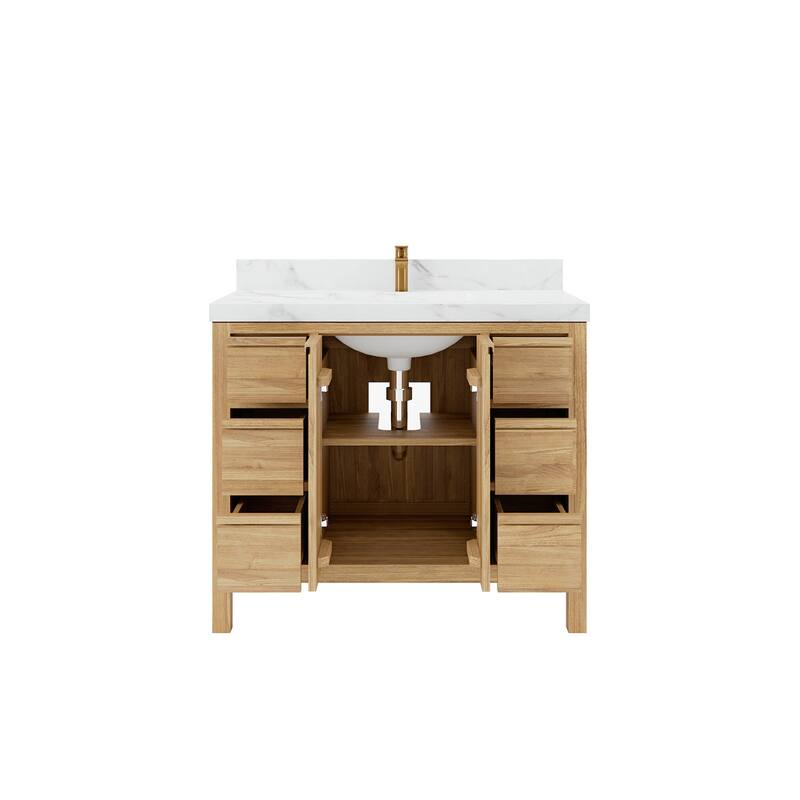 Willow Collections 42 in. W x 22 in. D Elizabeth Solid Teak Single Sink Bathroom Vanity with Countertop