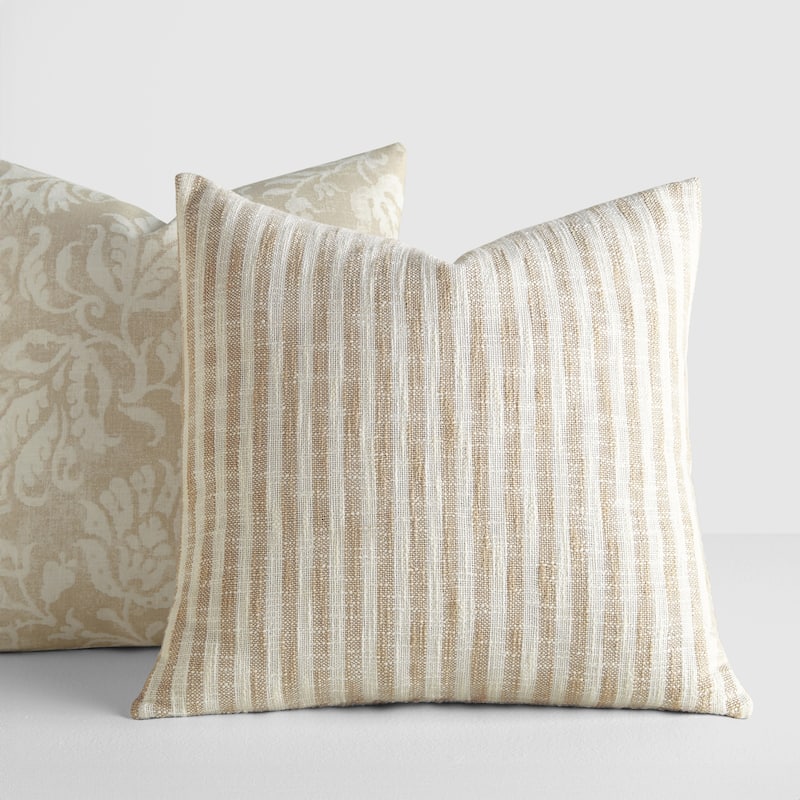 2-Pack Yarn-Dyed Patterns Decor Throw Pillows in Yarn-Dyed Bengal Stripe / Distressed Floral