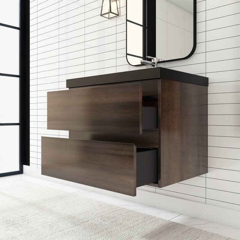 Floating Bathroom Vanity with Quartz Sand Top