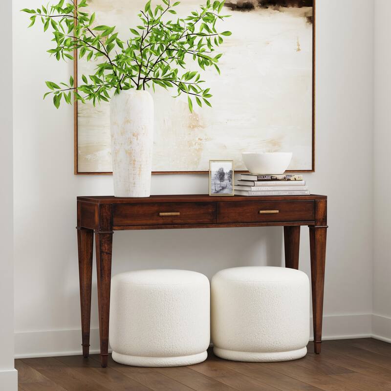 Kai 2 Drawer 46" Burl Wood Console Table - Antique Cherry
