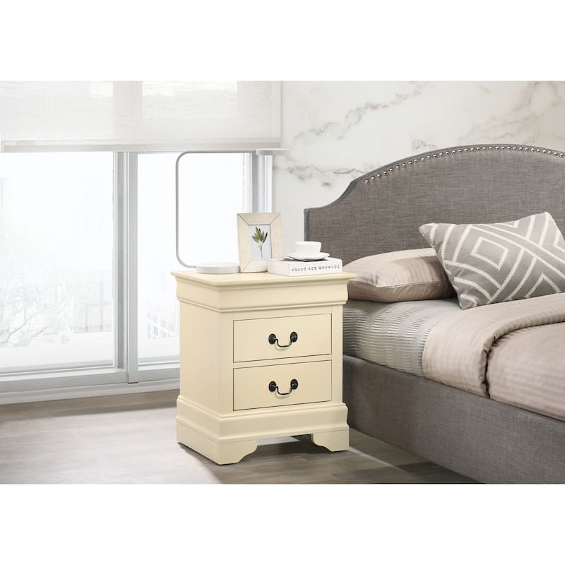 Wood 2 Drawer Nightstand