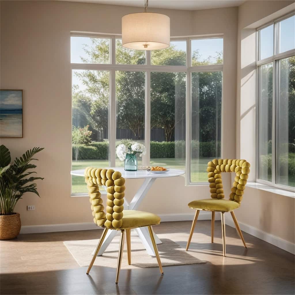 Modern Chair w/Iron Tube Legs,Soft Cushions &Comfortable Backrest,2PCS