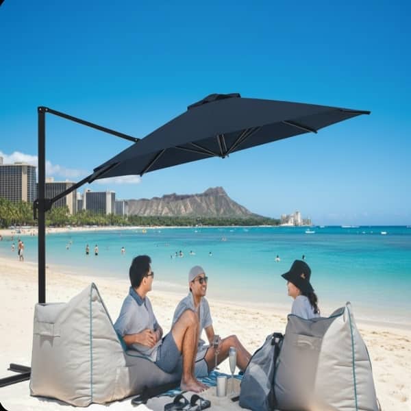 bi mart patio umbrella Signature SELECT Cabana Stripe Market Umbrella - 9 Foot