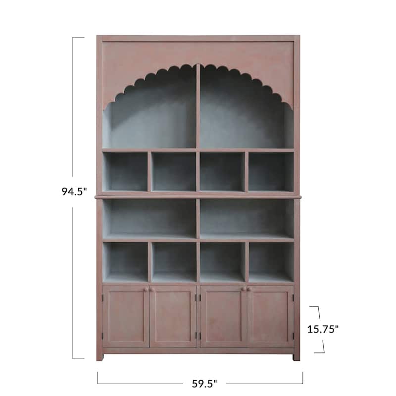 Wood Cabinet Storage with Scalloped Edge - 59.5"L x 15.8"W x 94.5"H