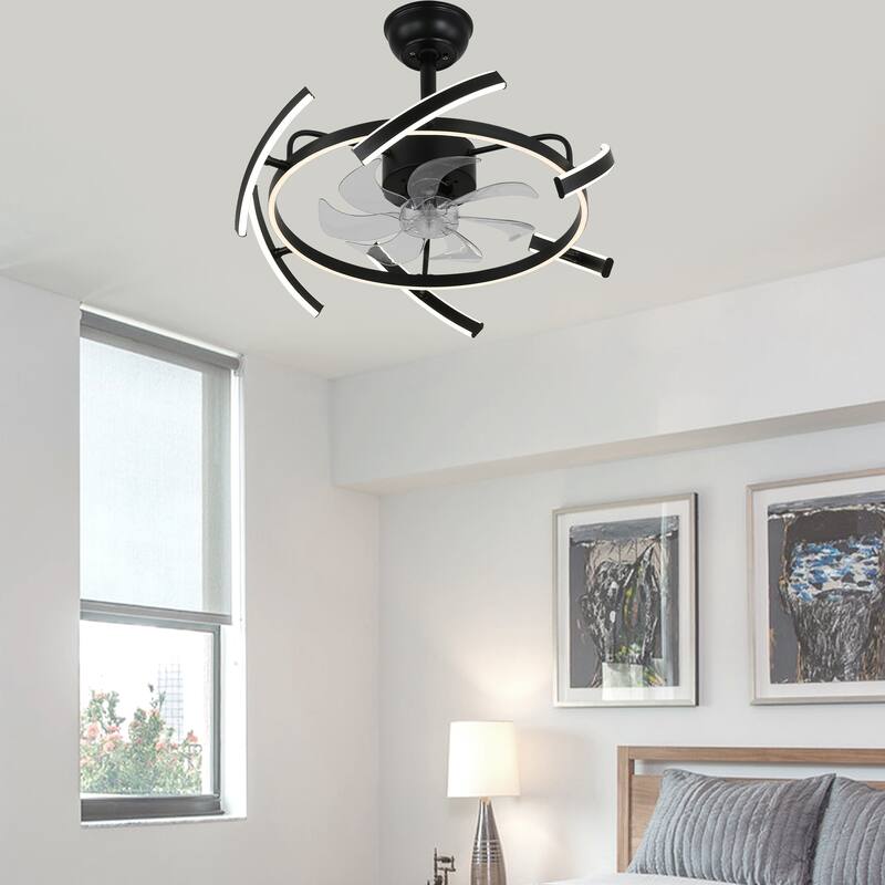 Oaks Aura DeClue 24in. 6 DIY-Shape Smart Ceiling Fan with Light,Cyberpunk Futuristic 6-Speed Quiet Ceiling Fan w/ Remote