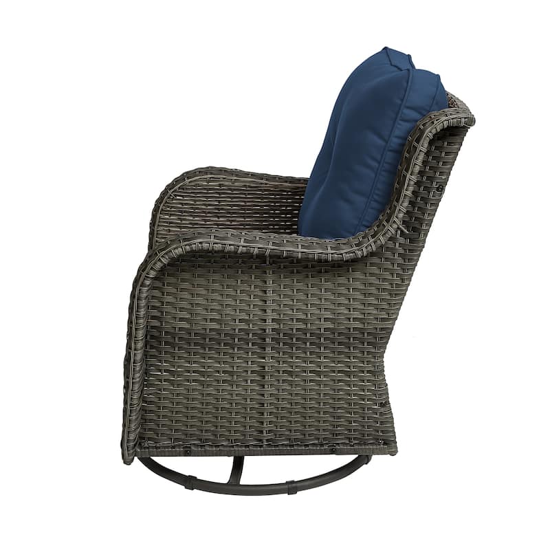 Outdoor Patio Woven Rattan Swivel Rocking Chair with Cushions