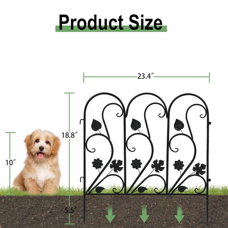 5 Pack Garden Fence Metal Fencing Panels Rustproof Border Section Fence