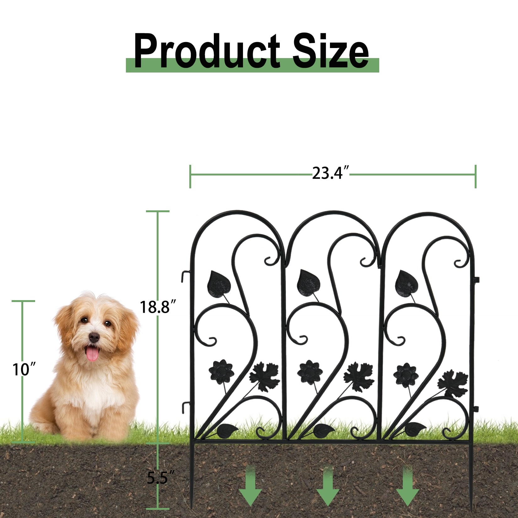 5x Metal Garden Fence Flower Bed Animal Dog Barrier Border Edge White