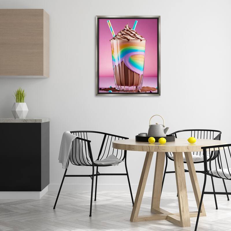 Stupell Rainbow Hued Milkshake Framed Floater Canvas Wall Art Design By Tabz Jones