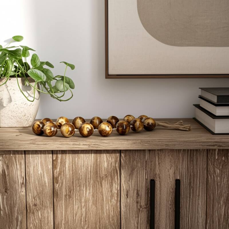 Resin Modern Decorative Beads with Jute Detailing and Textured Accents