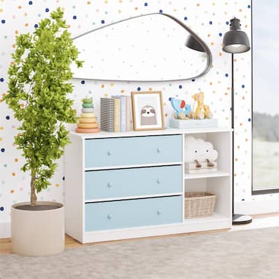 Ameriwood Home Mya Park Wide Dresser with 3 Fabric Bins