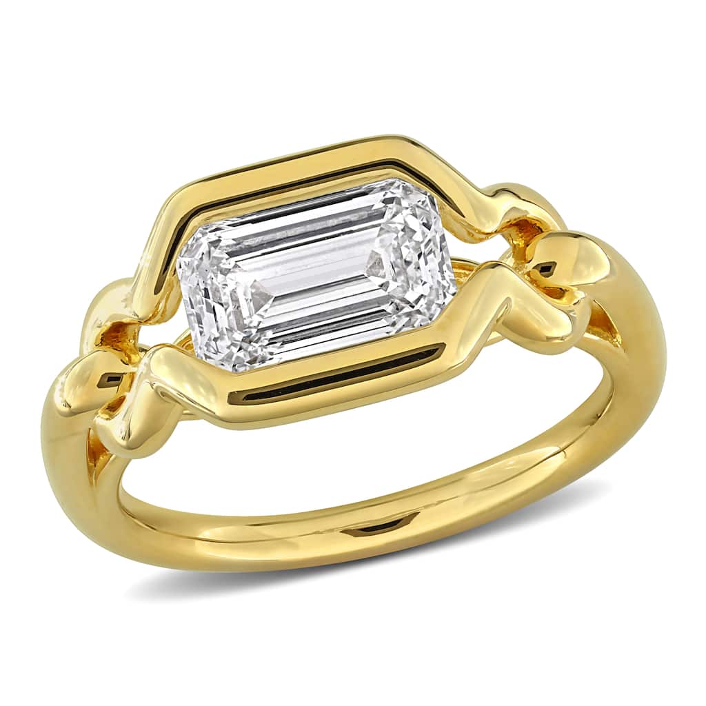 Miadora 2ct TW Emerald-Cut Lab-Grown Diamond Solitaire Ring in 18k Yellow Gold Micron Vermeil Plated