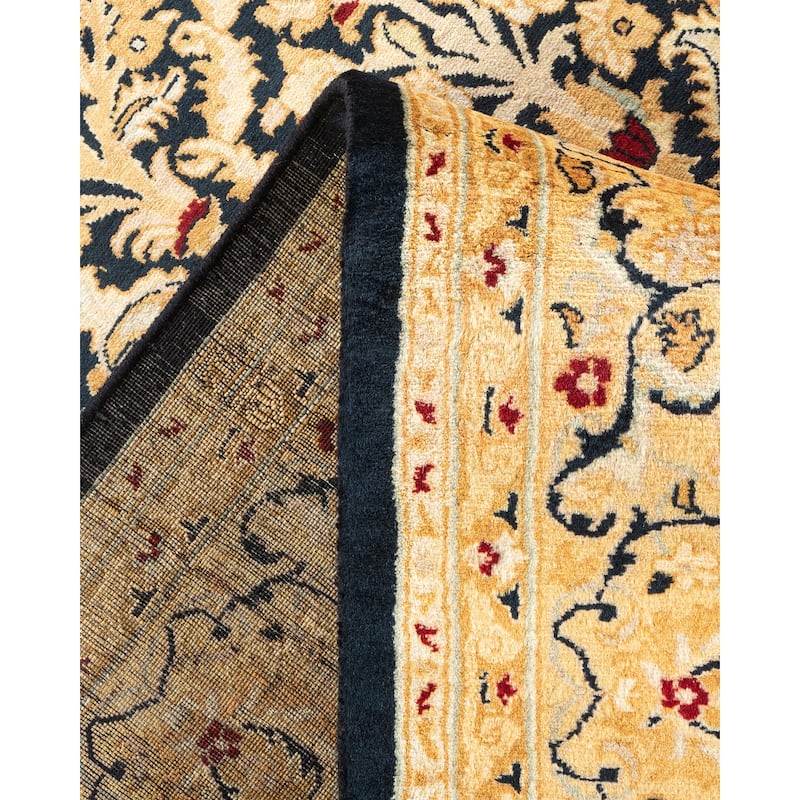 Overton Handknotted Wool Traditional Oriental Black Area Rug - 6' x 9'