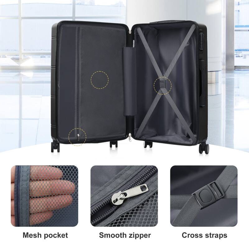 6 Piece Luggage Set, with Double Spinner Wheels Handle Password Lock, 14 IN Cosmetic Case 20/24/28 IN Luggages with Bag