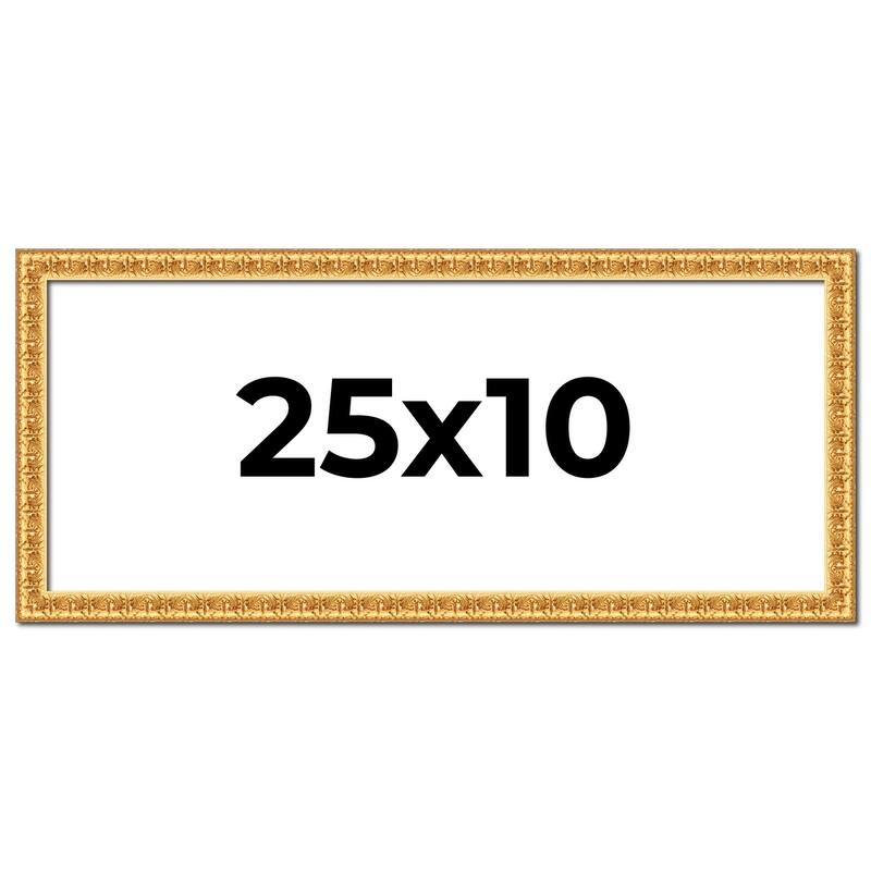 25x10 Frame Gold Real Wood Picture Frame Width 1 inches | Interior