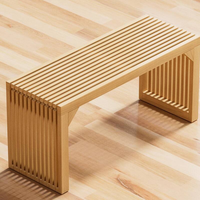 Rustic Solid Wood Bench - Triangular Support Design