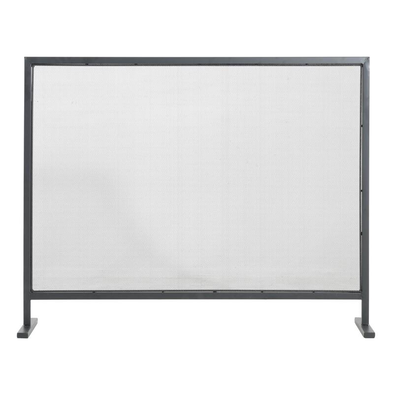 Roomfitters Regina 1-Panel Iron Fireplace Screen with Rectangular Frame, Black Finish