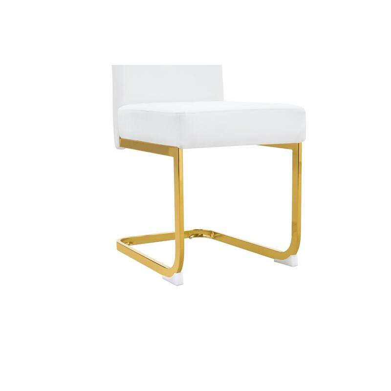 Set of 4, 15.7" PU Upholstered Dining Chairs with Golden Metal Legs