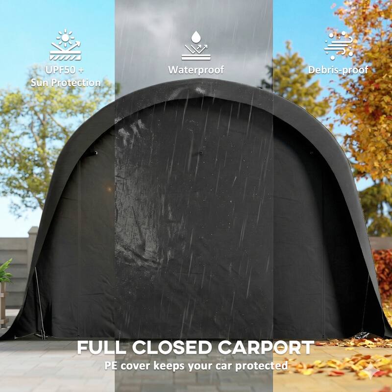 Outsunny 12' x 23.6' Heavy Duty Carport, Portable Garage Car Canopy Tent , Galvanized Frame, Large Roll-Up Door for Cars