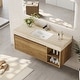 preview thumbnail 53 of 73, 48" Modern Floating Single Bathroom Vanities with Sink, Brown or Natural wood, 2 Drawers Beige&RetroWood